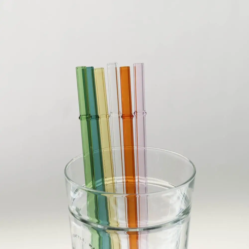 3Pcs 23cm Glass Straws Reusable Long Heat-resistant Drinking Straws Cup Accessories Color Straws for Smoothies Cocktails