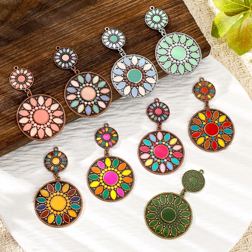 10pcs/pack Vintage Bohemia Enameling Charms Pendants for DIY Jewelry Making Earrings Findings Components Accessories Wholesale