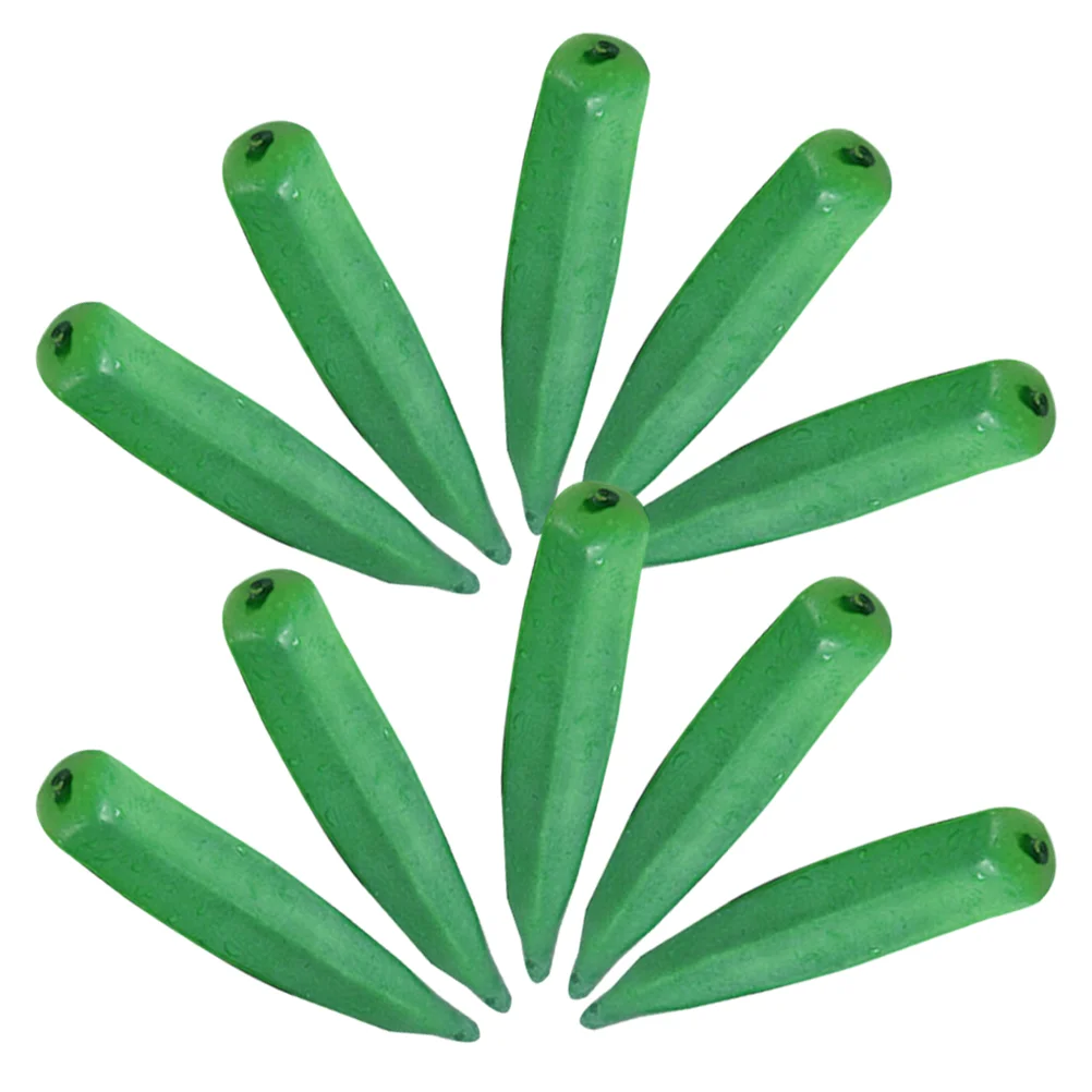 

10 Pcs Simulated Okra Realistic Artificial Vegetable Decorations Showcase Display Props False Model