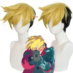 2023 New Trigun Vash The Stampe Cosplay Wig Black Yellow Hair Adult Men Synthetic Fiber Wig Halloween Props