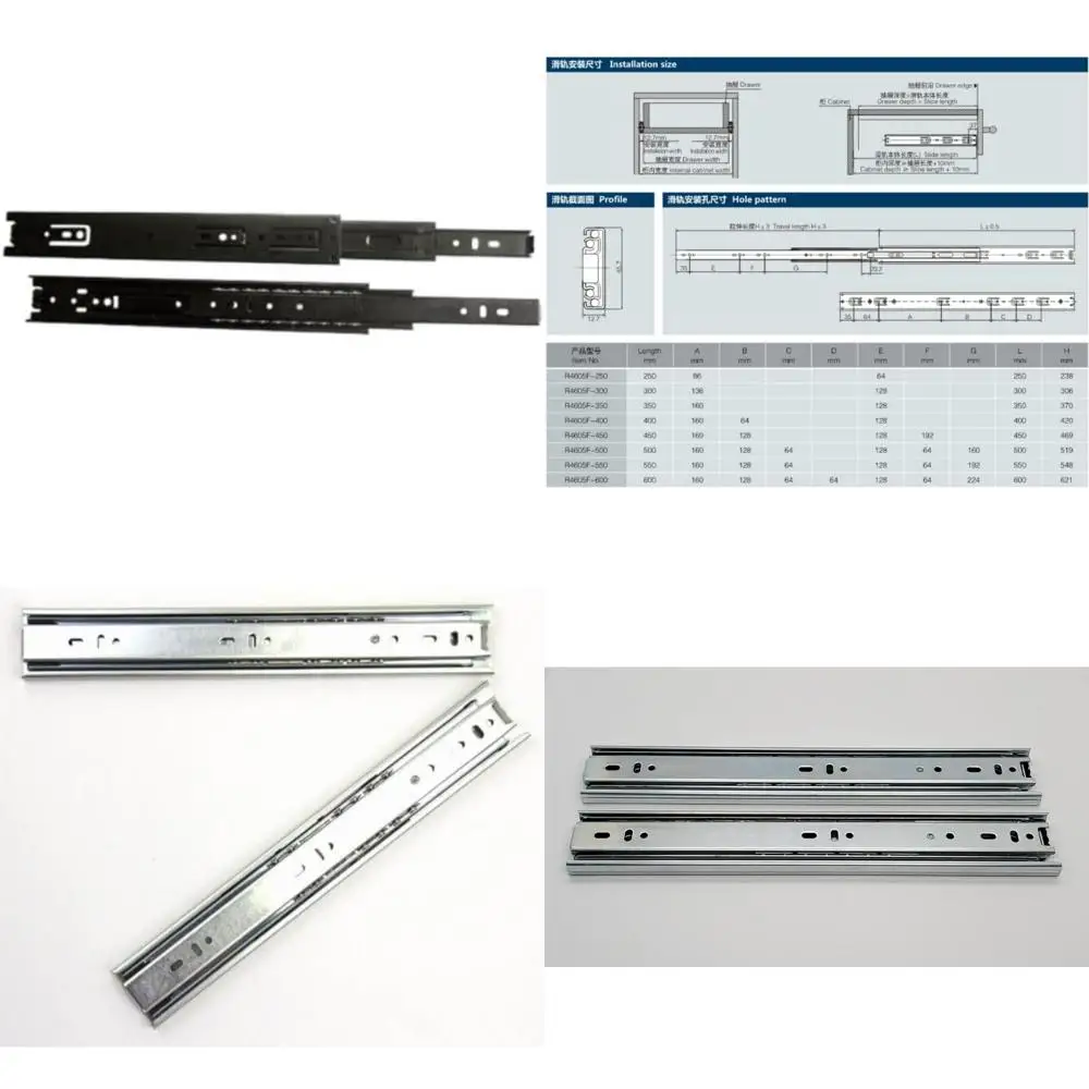 

Heavy-Duty Ball Bearing Drawer Slides, 100-Pound Capacity, 16 Black Sets, 5 Pairs Included, Full Extension Feature