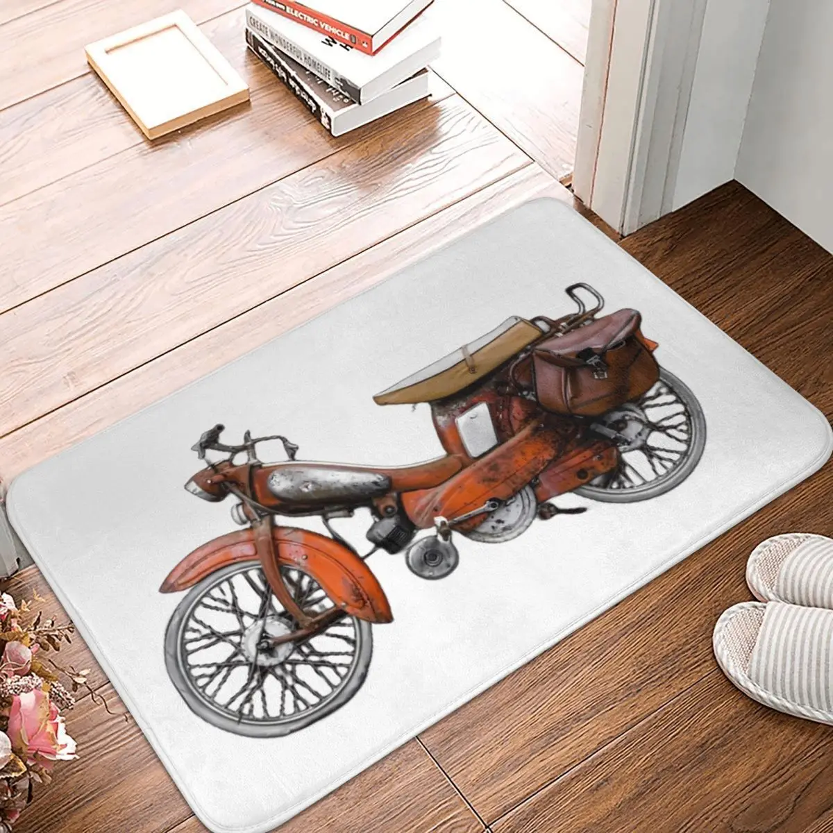 Vintage French Motobecane Moped Non-slip Doormat Floor Mat Durable Carpet Rug for Kitchen Entrance Home Bedroom Footpad Mats