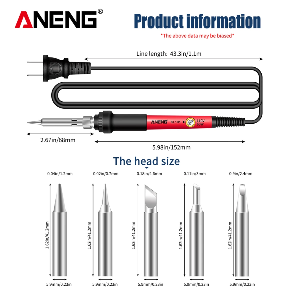 ANENG SL101 saldatore elettrico temperatura regolabile 220V 110V strumento di saldatura riscaldatore ceramico punte di saldatura strumento spina