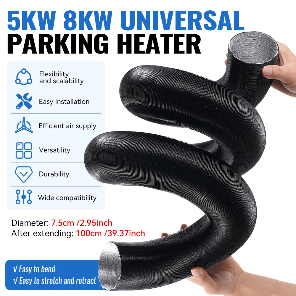 75mm 1M Air Diesel Parking Heater Duct Hose Flexible Outlet Pipe Tube Vent Exhaust Hose for Car Truck Camper Webasto Eberspacher