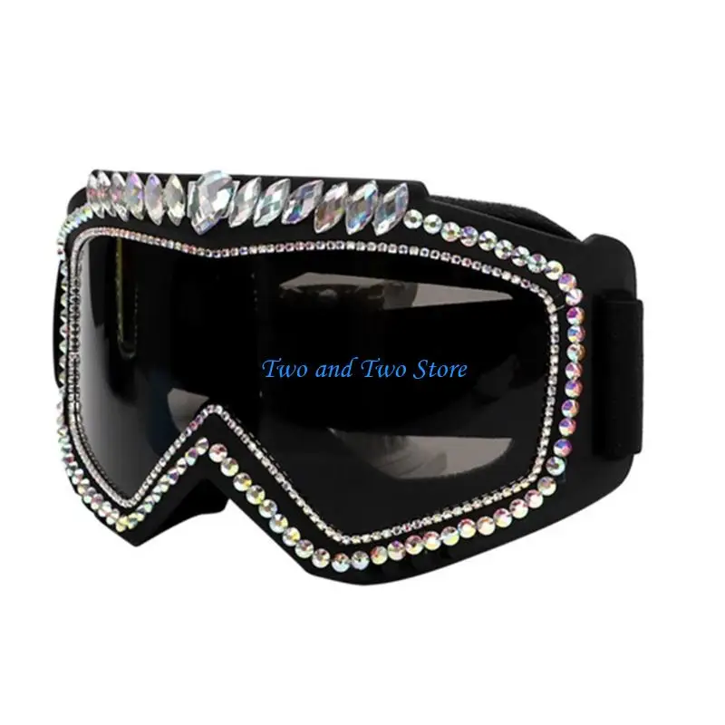 

HX6F Rhinestones Decorated Eyewears Eye Catching Styles Goggles Comfortable Glasses for Music Lover and Outdoor Cyclists