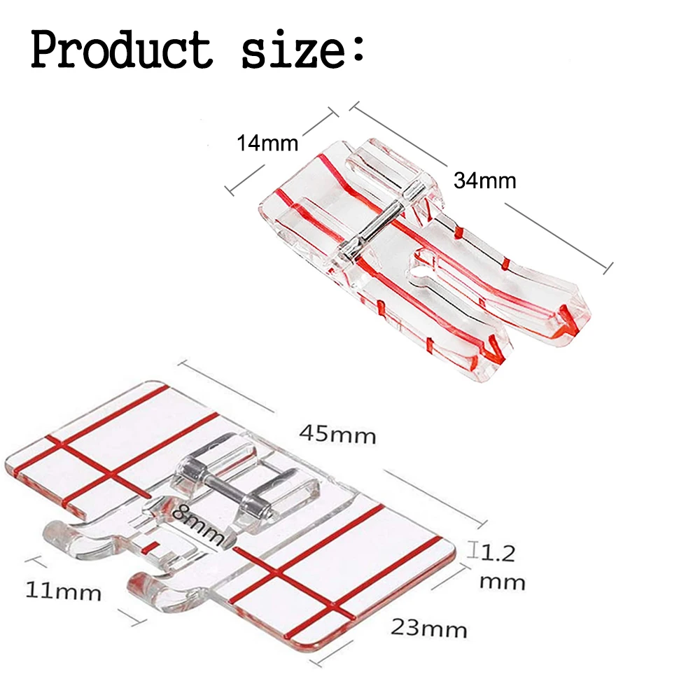 4 PCS 1/4 Inch Plastic Clear Parallel Stitch Presser Foot for Low Shank Janome Singer Juki Brother Sewing Machine Accessories ﻿