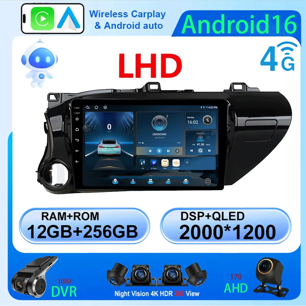 

Android 16 Auto Carplay For Toyota HILUX REVO VIGO IMV 2016 2017 2018 2019 2020 Car Radio Multimedia GPS Player Stereo NO DVD