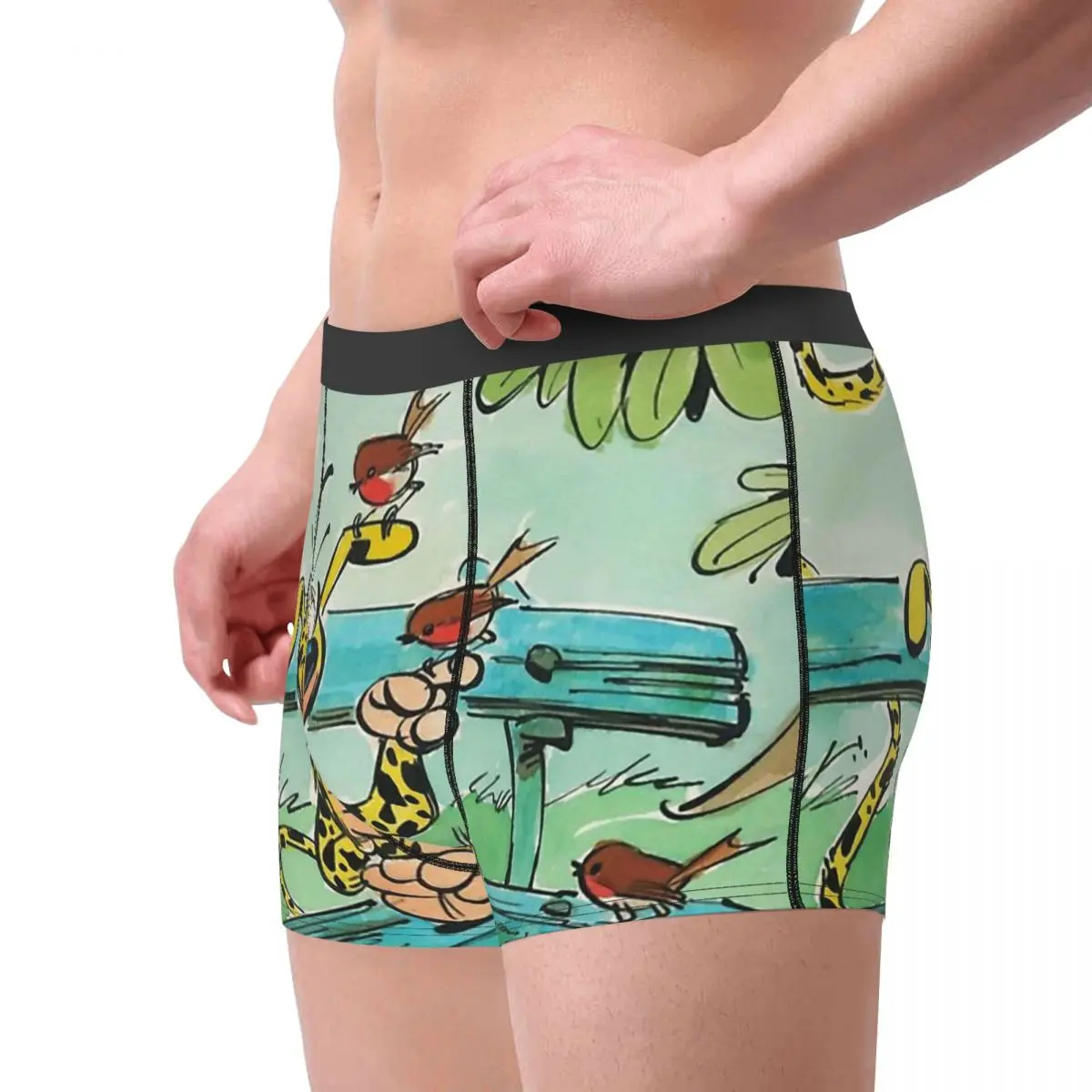 Belgium Comic Marsupilami Feeding Birds Underpants Cotton Panties Man Underwear Sexy Shorts Boxer Briefs