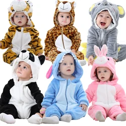 Baby Animal Pajamas Newborn Onesies Boys Girls Stitch Jumpsuits Children Panda Tiger Leopard Sleepwear Kids Flannel  Kigurumi