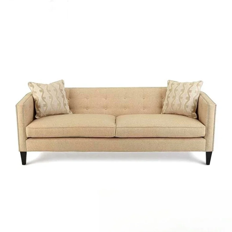 

American soft bag double sofa furniture living room cafe casual fabric pull button three sofa