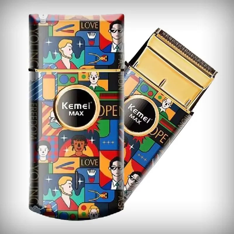Kemei-Afeitadora eléctrica de una sola hoja para hombres, afeitadora eléctrica en seco y húmedo, máquina de afeitar Facial lavable, recargable por Usb