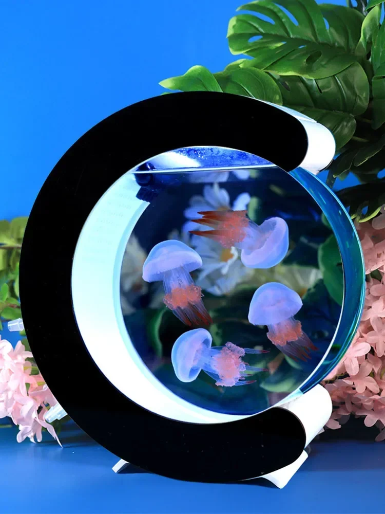 Fish Tank Desktop Landscape Glass Flower Container Small Constant Temperature Feeding Cylinder Living Room Aquarium