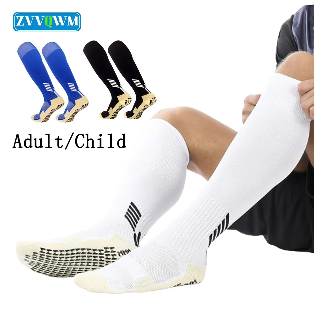 1 Paar Knie Hoge Compressie Sokken Sport Volwassen/Kind Voetbal Grip Sokken Running Non Slip Crew Sokken Voetbal Gym Grip Rubberen Sok