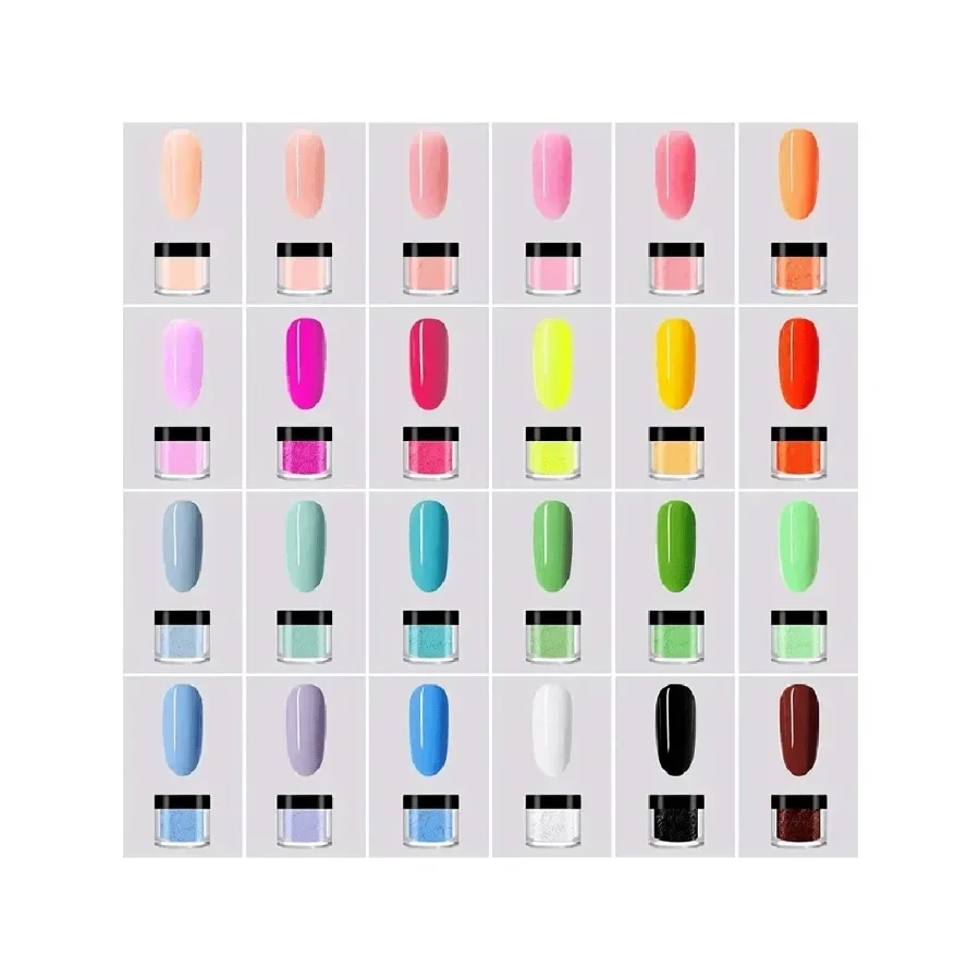 12/24 Colors Nail Art Product Acrylic Powder, Carving & Decoration, Triple Crystal Powder, Uv Nail Art & French Nail