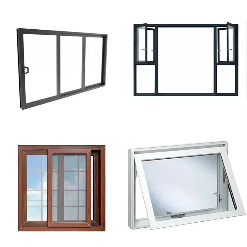 Hurricane Proof Double Glaze Temper Glass Standard Size White Aluminum Glass Frame Casement Window
