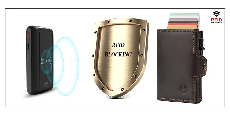 HUMERPAUL Herren-Kartenhalter mit Geldfach, Crazy Horse-Leder, Pop-Up, minimalistische Geldbörse, RFID-blockierendes, schlankes Bankkartenetui aus Metall – Detail 5