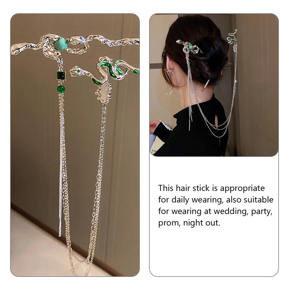 

Elegant Hair Sticks Long Alloy Chopsticks Curly Tassel Fringe Vintage Bun Tools Hairpin Decorations Women Prom Wedding Party