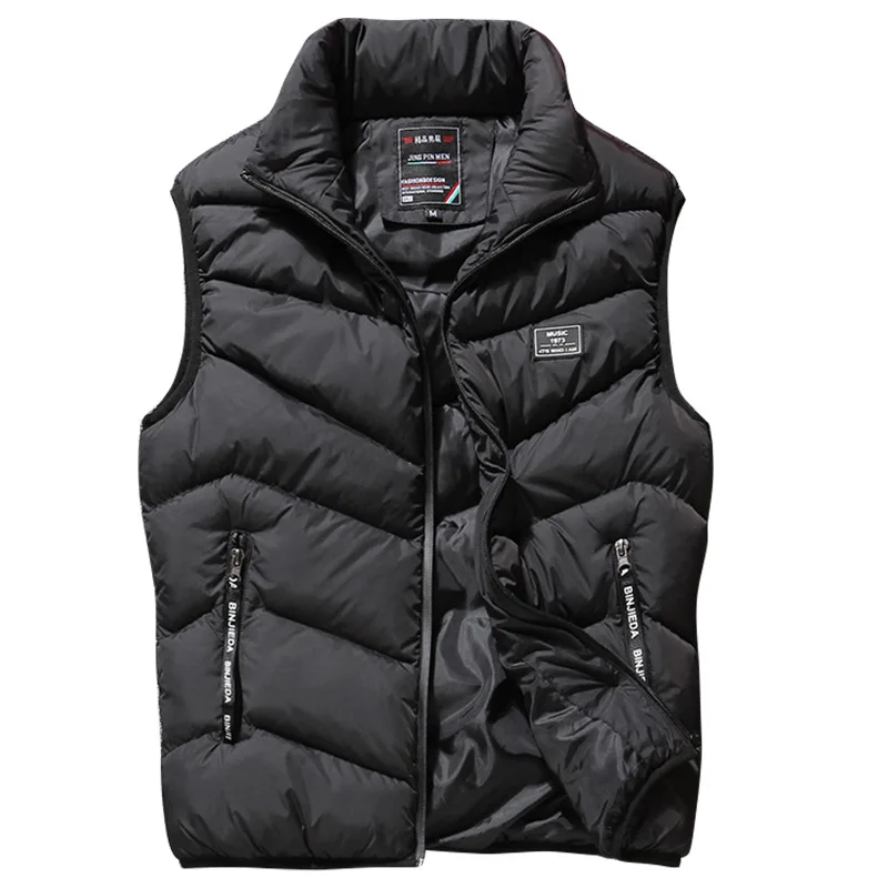 

Men's Vest Pop Autumn and Winter Men's Korean Style Jacket Thick Down Cotton Warm Men's Jackets Vest Sleeveless Fashion Coats