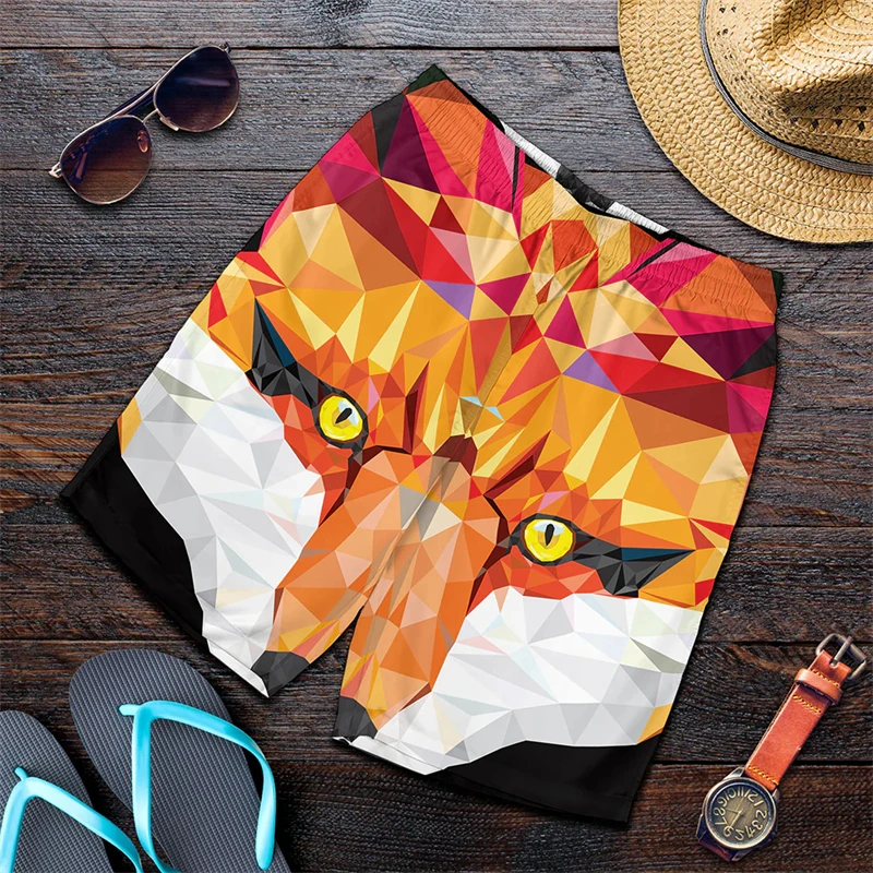 Newest Men Women Summer Hawaii Beach Shorts Fashion Cool Anime Fox 3D Printing Holiday Party Casual Short Pants Oversized Trunks