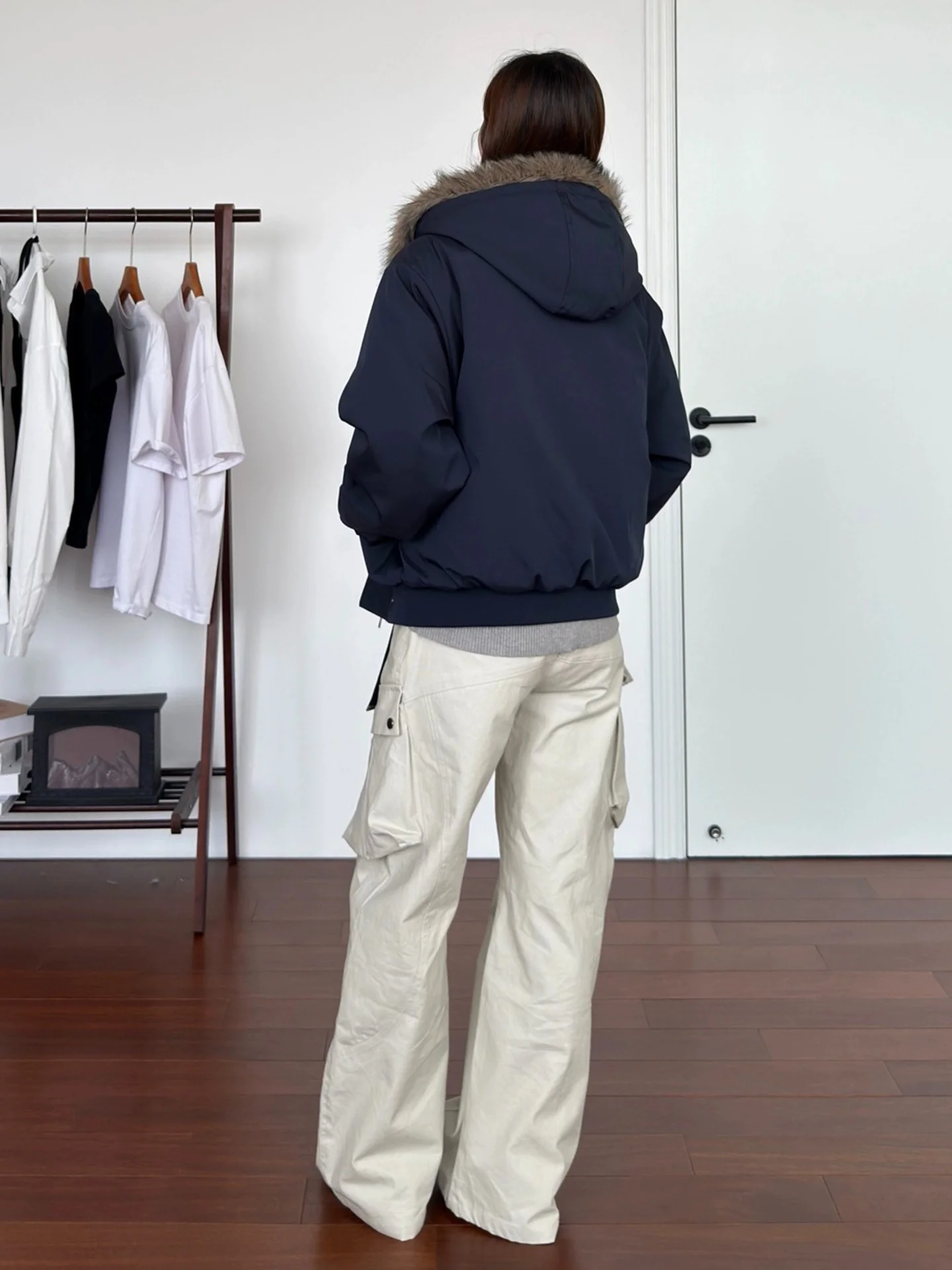 Giacca Invernale da Uomo in Cotone, Calda e Spessa, con Collo in Pelliccia Rimovibile, Ricamata, alla Moda per Giovani