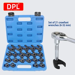 21 Piece Metric Crowfoot Wrench Set 1/2 inches and 3/8 inches Drive Sizes 8mm-32mm Cr-Mo Flare Nut