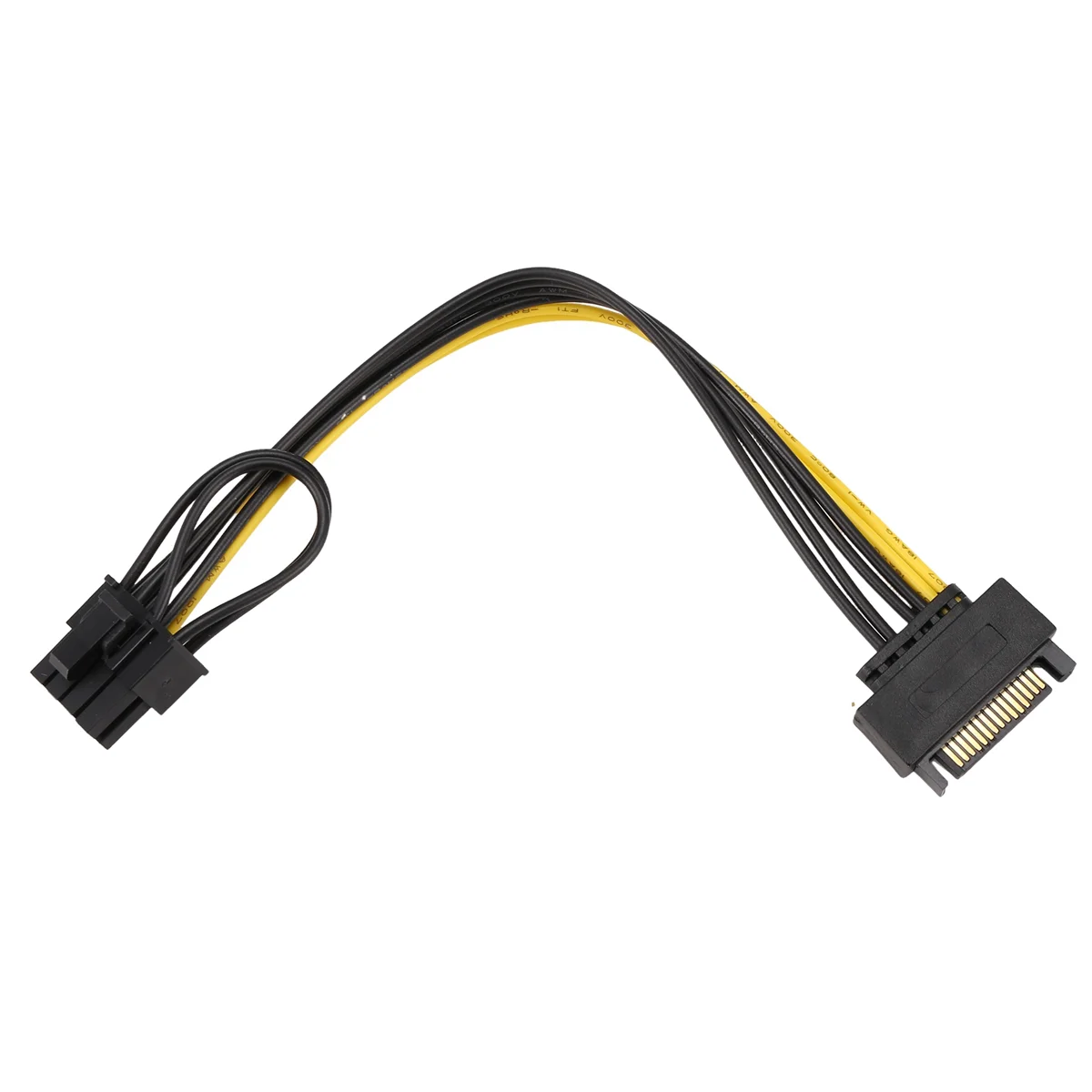 BABQ Cable de alimentación PCI-E SATA macho de 15 pines a 8 pines (6 + 2) Cable SATA de 15 pines a 8 pines Cable 18AWG para tarjeta gráfica (1 unidad)