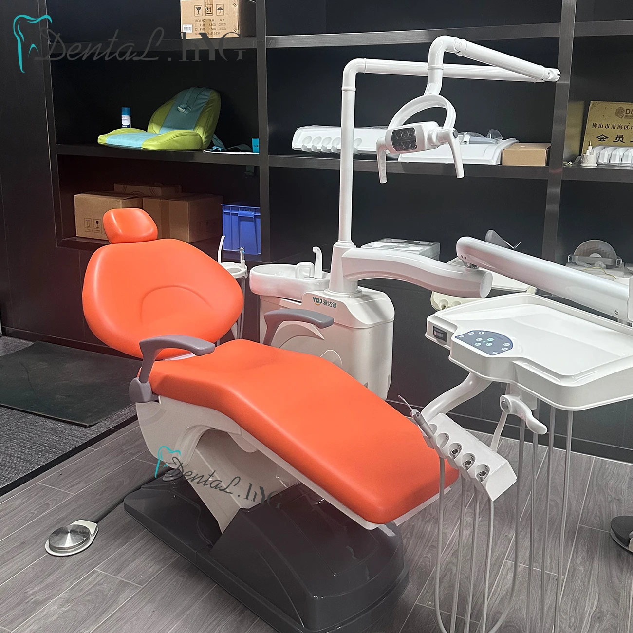 Dental Comprehensive Treatment Chair Work with Air Compressor Ultrasonic Scaler Oral Lamp High-speed Handpiece, LED curing Lamp