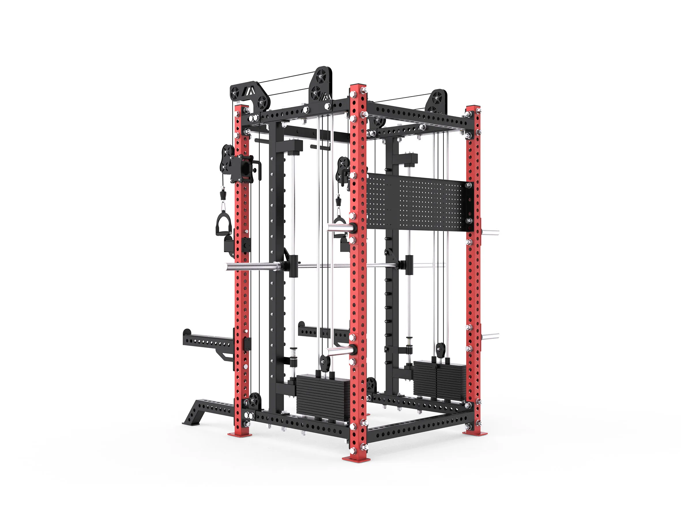 Dual Cable Cross Functional Trainer Power Rack, Heavy Duty Steel Frame,Commercial Gym Full Body Strength Training Equipment