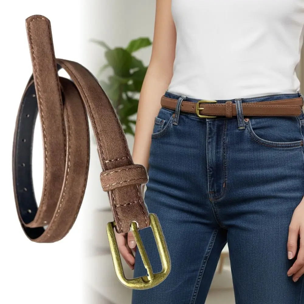 

Замшевый ремень с пряжкой в стиле ретро, роскошный дизайн, универсальный женский пояс, тонкий кожаный пояс, пальто, юбка, украшение