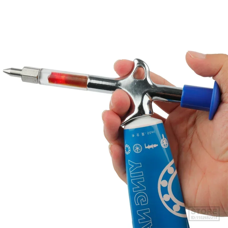 Bicycle Grease Applicator Hub Bearing Headset Bowl B.B. Oiling Service Syringe Injector Bike Gun W 0.9mm Needle Nozzle