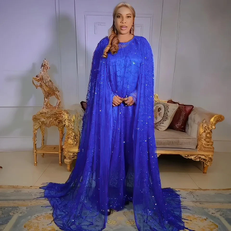 

Africa Dress for Women for Evening Party Elegant Long Sleeve Black White Blue Maxi Dress kaftan Muslim Abaya Ankara Dresses Gown