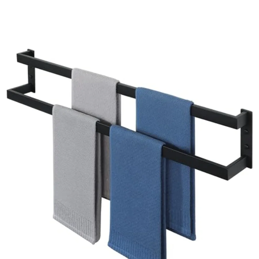 

32 Wall Mounted Double Towel Bar for Bathroom SUS304 Stainless Steel Matte Black Quick Drying Heavy Duty Towel Holder