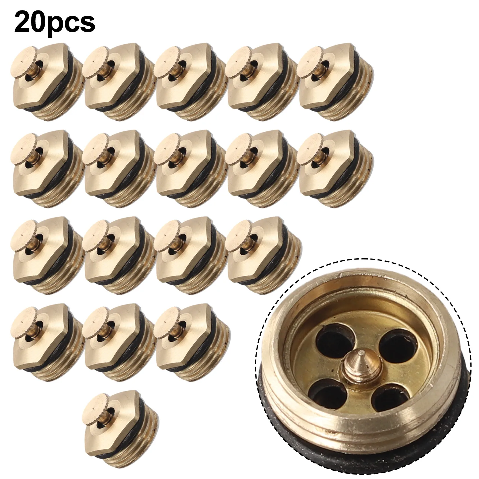 20 Pcs Copper Misting Nozzles Adjustable Water Sprinkler Head For Outdoor Garden Lawn Irrigation Greenhouse Humidification Tool
