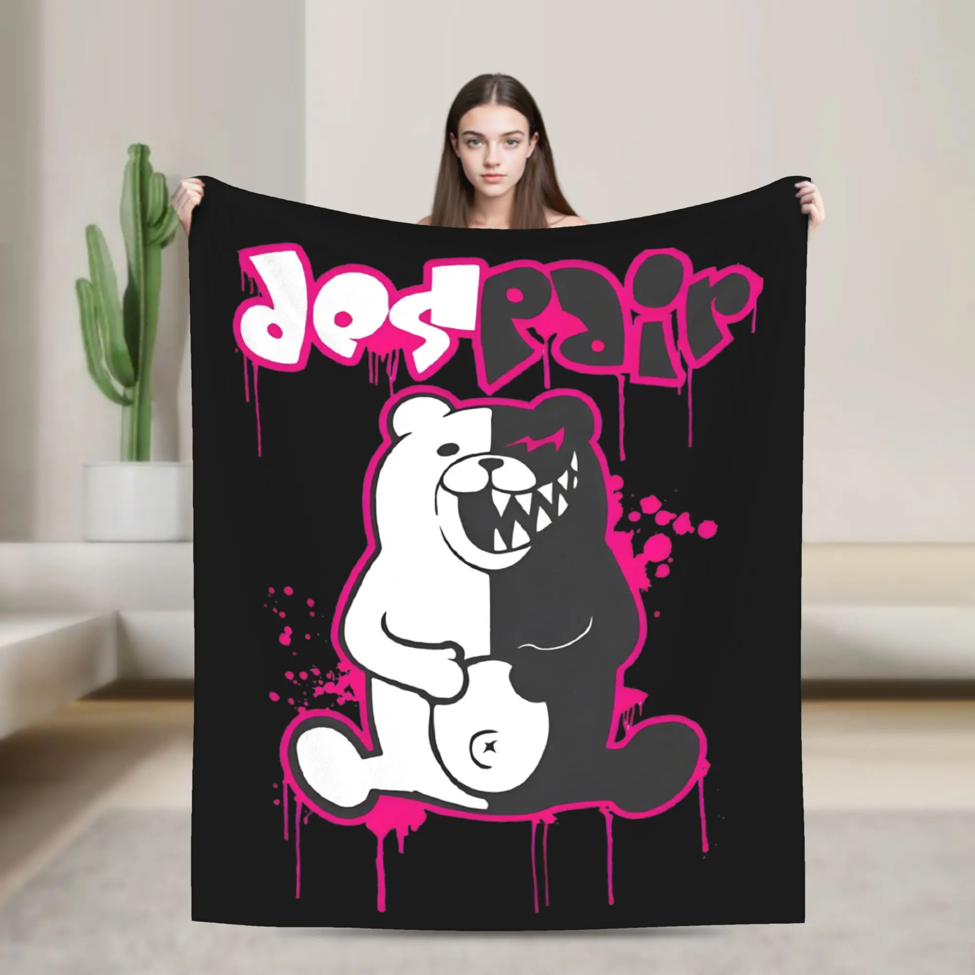 Danganronpa- Monokuma - Despair Wool Blanket  Custom Throw Blanket for  Sofa Bedding Lounge 125*100cm Rug Piece,