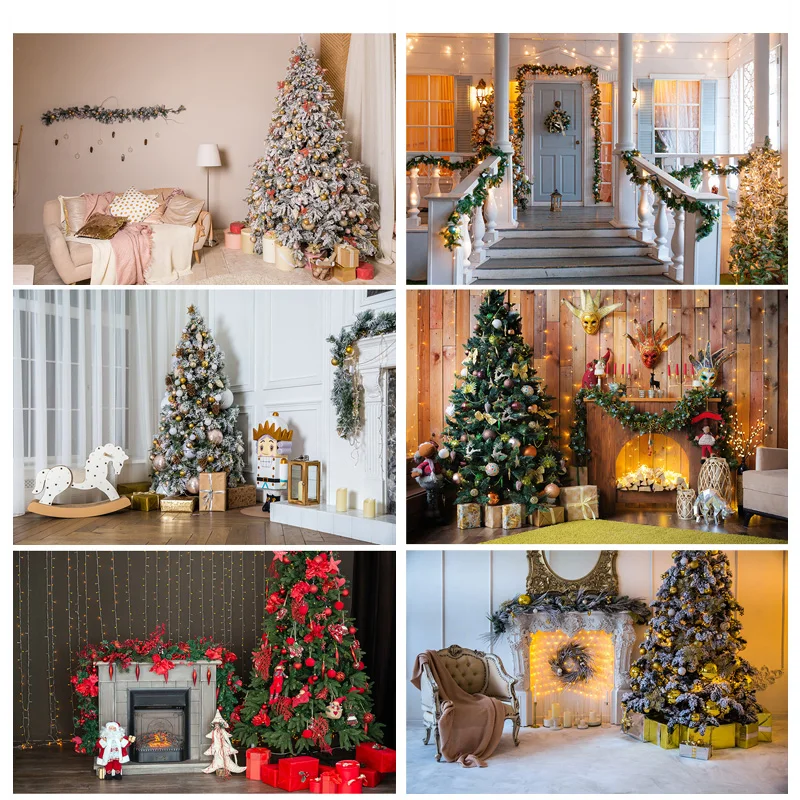 

Christmas Indoor Theme Photography Background Christmas tree Children Portrait Backdrops For Photo Studio Props 21518 HYD-03