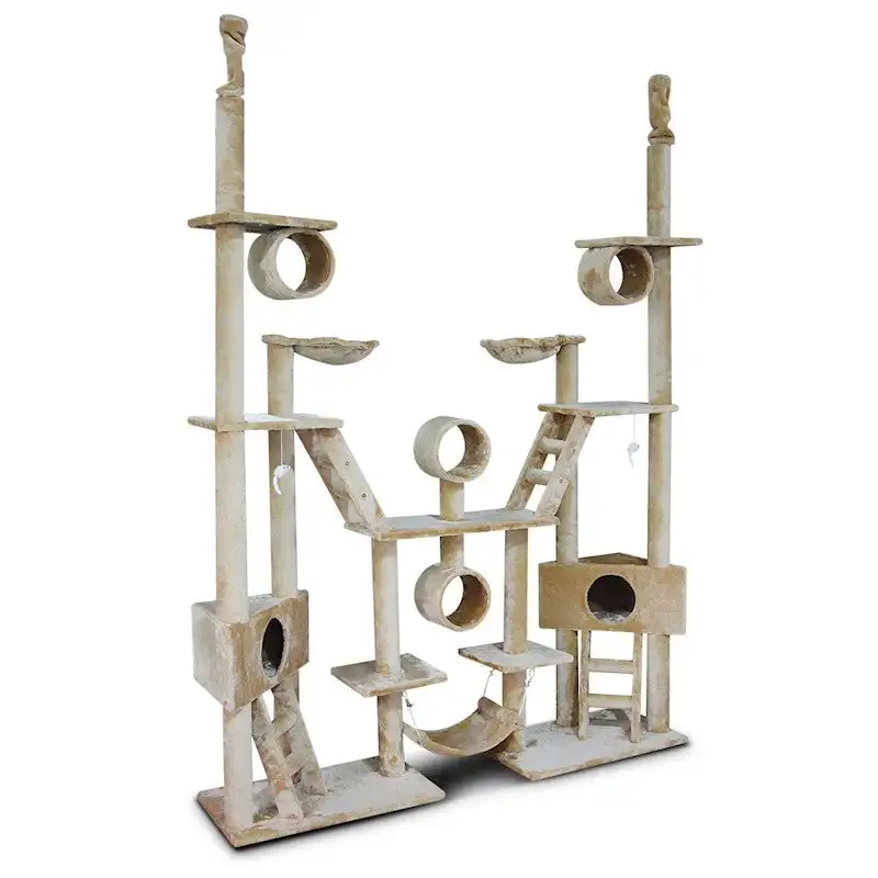240-260cm Extra Large Sisal Cat Tree House Tall Multi Level Climbing Tower Condo for Big Indoor Cats Activity