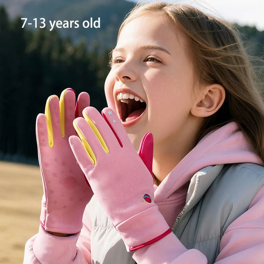 

Children Warm Gloves Winter Boys Girls Kids Outdoor Windproof Skiing Cycling Gloves Glow Students Toddler Cycling Mittens