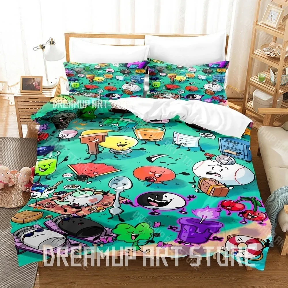3D Print BFDI Inanimate Insanity Bedding Set Single Twin Full Queen King Size Bed Set Adult Bedroom Duvetcover Sets Anime Bed