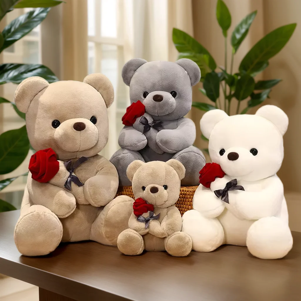 

Valentine's Day roses teddy bear animal plush toys for girls teddy bear dolls
