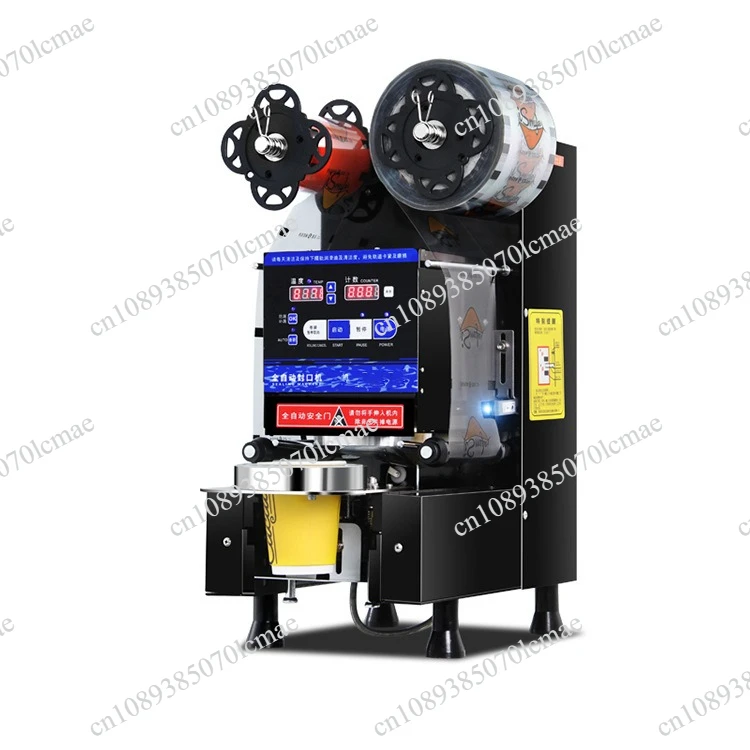 350W Automatic Cup Sealing Machine Electric Plastic Sealer for Paper Cups Milk Tea Food Bubble Tea Film Sealer English Version