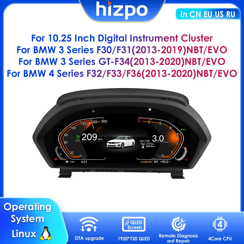 

12.3 "Digital Instrument Cluster Support HUD For BMW 3 Series F30/F31/GT-F34 NBT/EVO/ BMW 4 Series F32/F33/F36(2013-2020)NBT/EVO