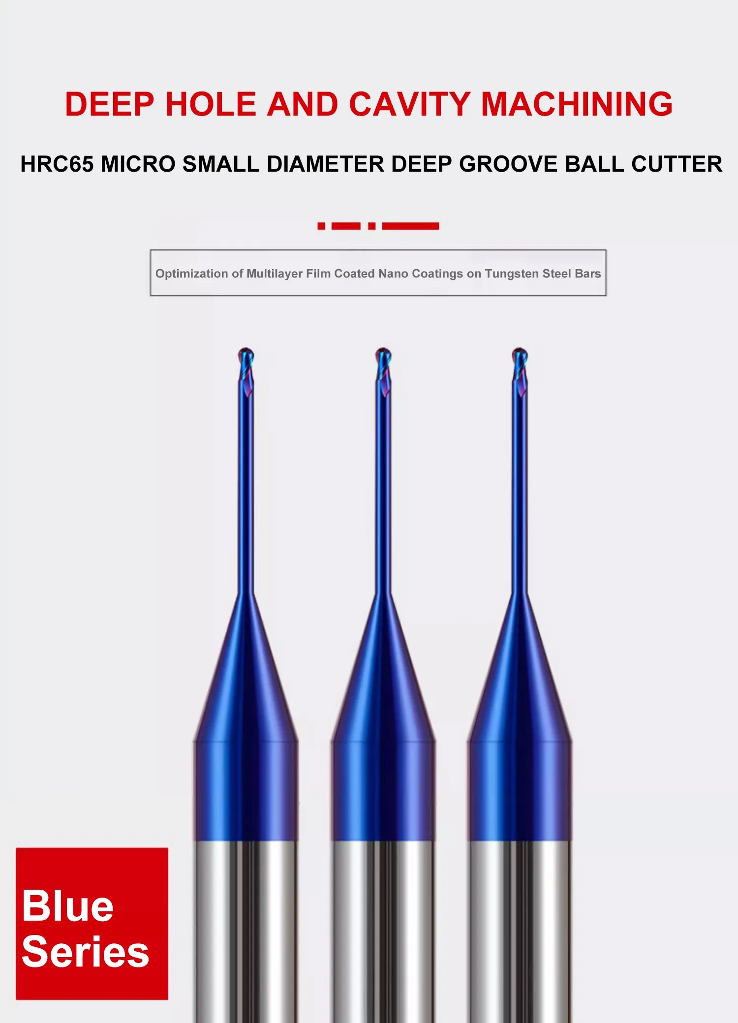 SHAZAM HRC65 2-Schneiden-Stahl-Hartmetall-Nanobeschichtete Tiefnut-Kugelkopf-Fräser CNC-Mechanische Bearbeitungswerkzeuge – Detail 1