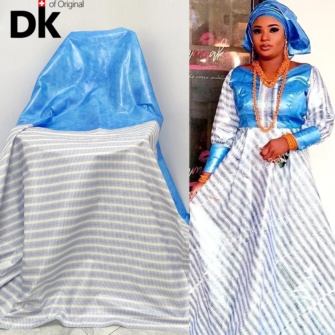 

2023 High Quality New Nigerian Original Bazin Riche For Ankara Women Jacquard African Print Basin Wedding Party Bride Material