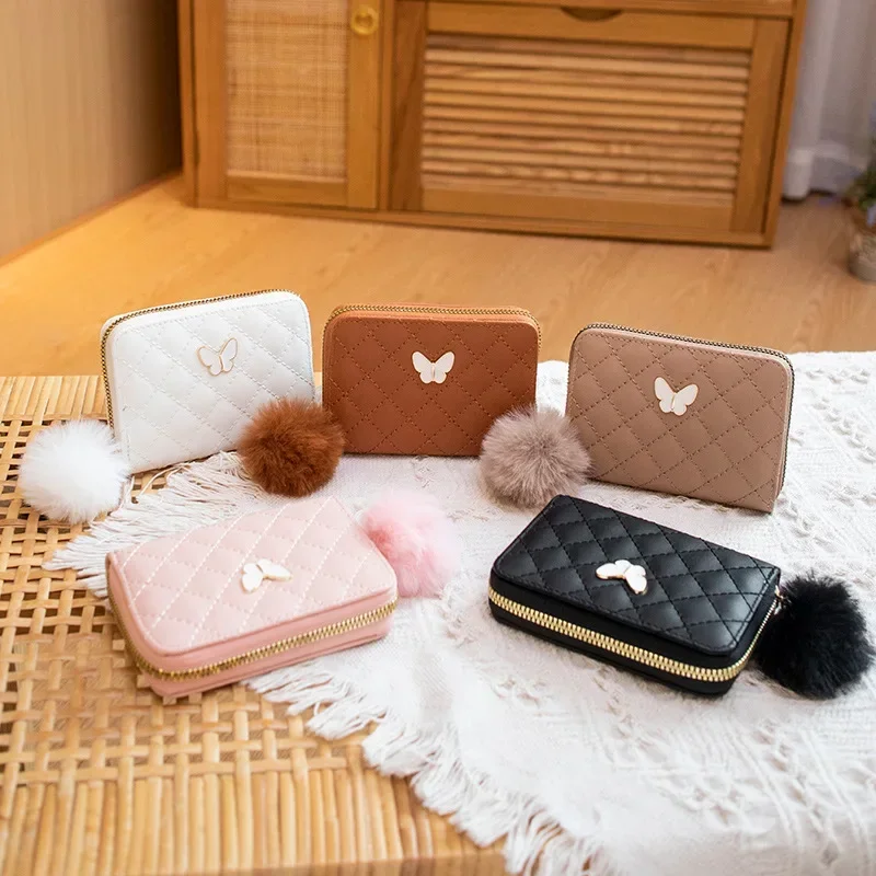 Women's Cute Wallet Butterfly Print PU Leather Card Holder Female Girl's Coin Purse Pouch Women Zipper Short Wallet