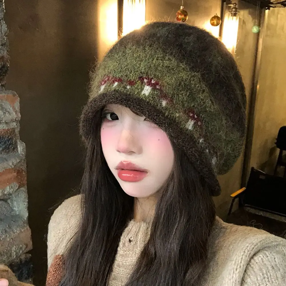 Keep Warm Ethnic Style Fair Isle Style Knitted Hat Thicken Warm Winter Pullover Hat Retro Coldproof Beanies Hat Autumn
