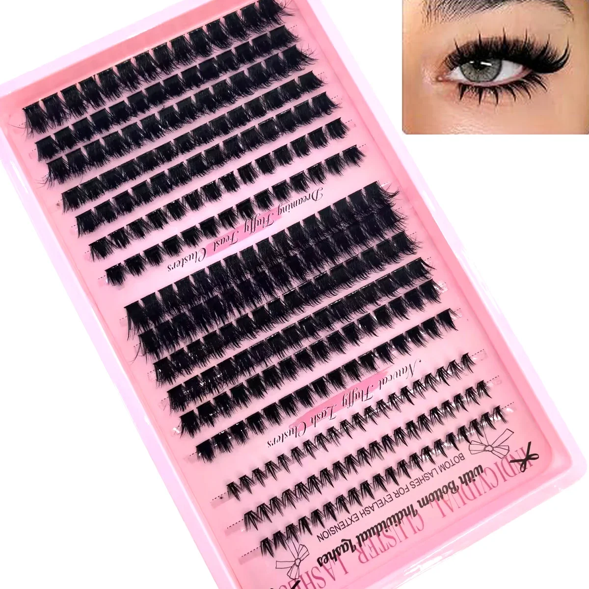 AMSDCN  DIY Makeup False Eyelashes 5D Fluffy Thick Lashes Clusters 9-16mm Mix Wispy Individual Lashes Extensions Clusters