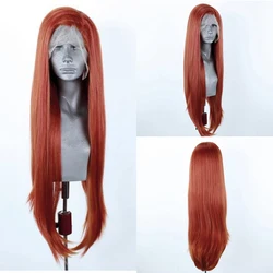 Copper Red Lace Hair Synthetic Frontal Lace Wigs For Women Long Natural Wave Synthetic Hair Dark Red Lace Wig Cosplay Daily Wear
