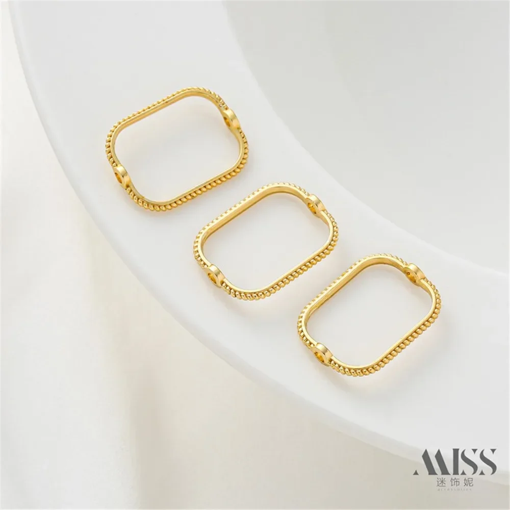 Copper-plated Alluvial Accessories Color Lace Square Set of Bead Rings Rectangular Ring of Beads DIY Jewelry Handmade Materials