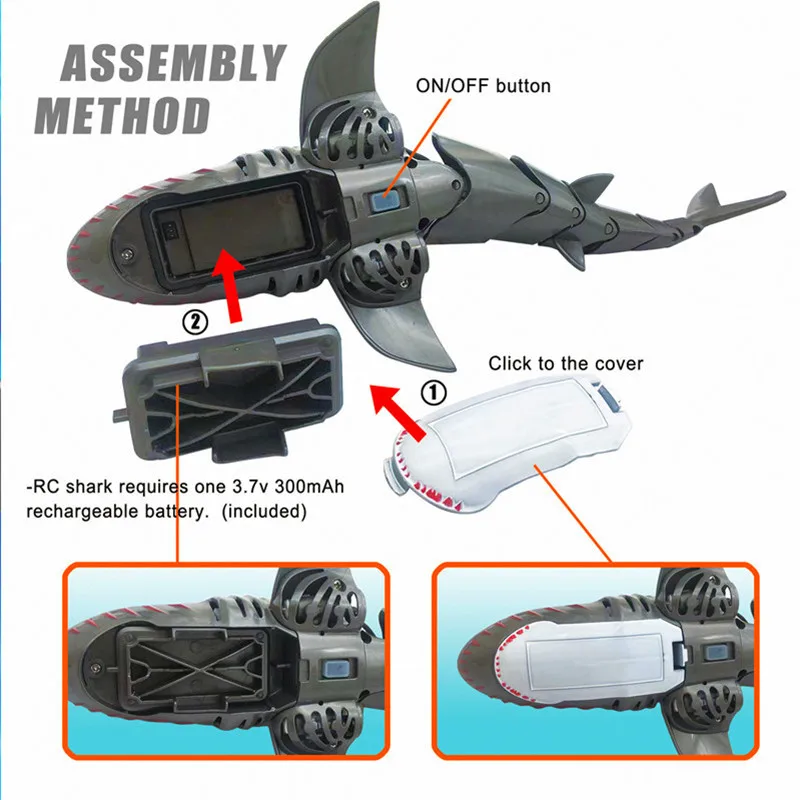 Barco de tubarão de simulação de controle remoto 2.4G elétrico recarregável peixe de balanço verão crianças divertido brinquedo de jogo de água
