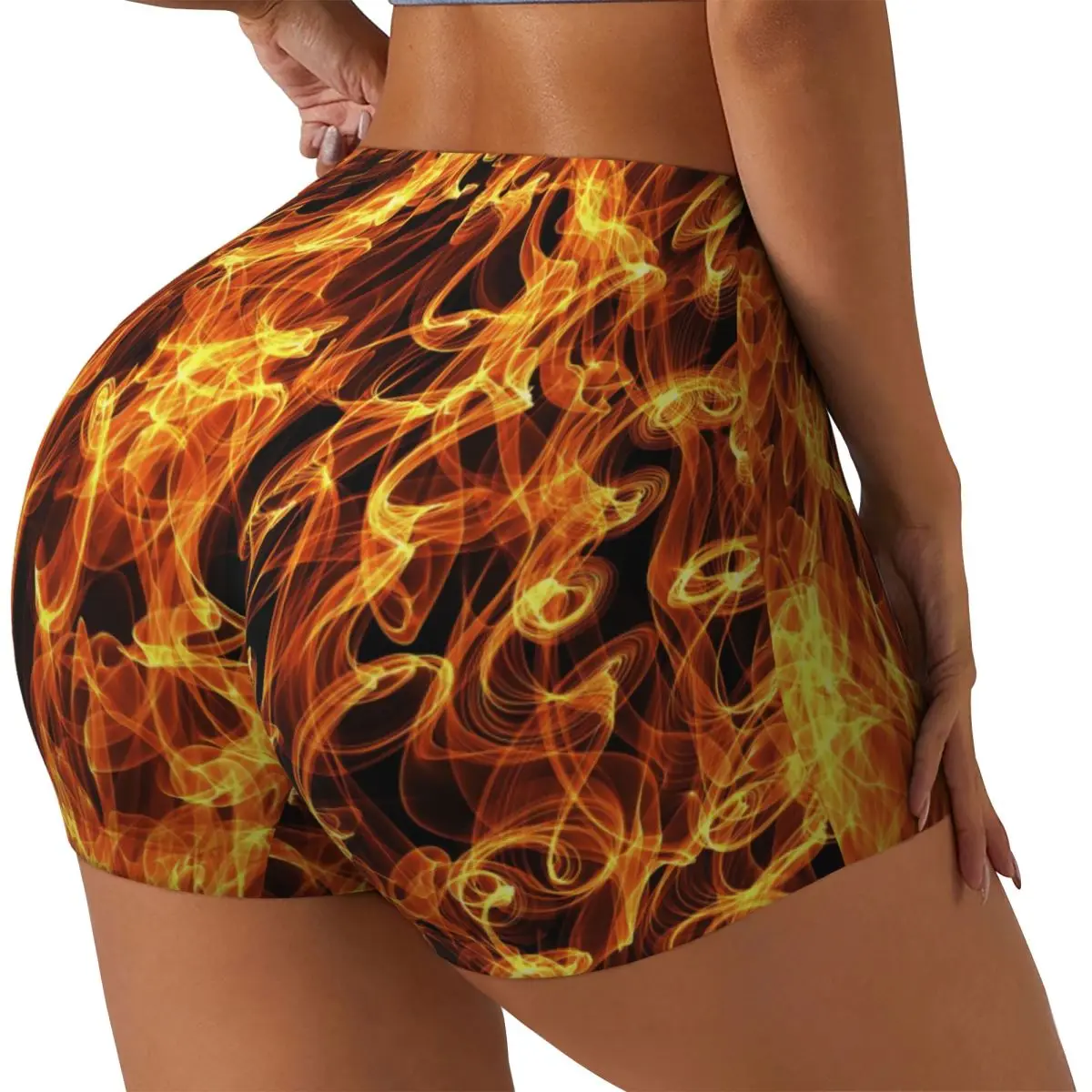 

Women Yoga Shorts Burning Fire Workout Shorts Fitness quick-dry Ladies Yoga Gym Running Short Pants Sportswear